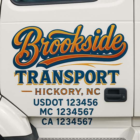 Truck Door Decal Sticker Lettering With USDOT, MC, CA, KYU, GVW & More | Custom Truck Door Decal Sticker Signs (Set of 2)