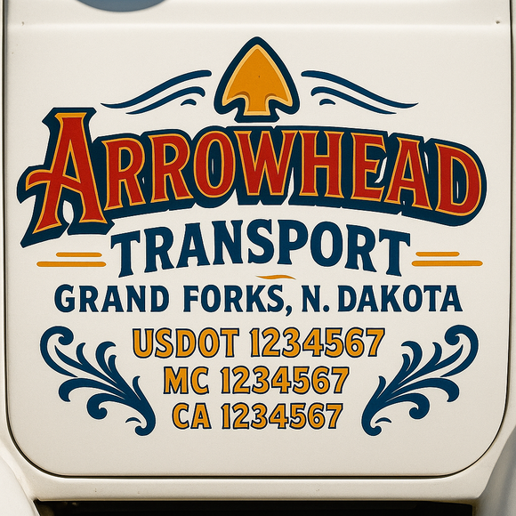 Truck Door Decal Sticker Lettering With USDOT, MC, CA, KYU, GVW & More | Custom Truck Door Decal Sticker Signs (Set of 2)
