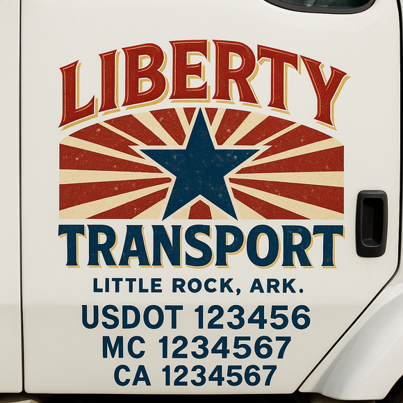 Truck Door Decal Sticker Lettering With USDOT, MC, CA, KYU, GVW & More | Custom Truck Door Decal Sticker Signs (Set of 2)