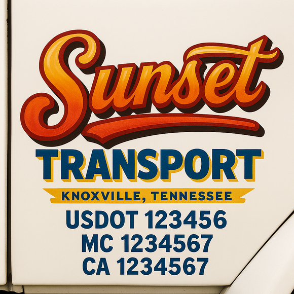 Truck Door Decal Sticker Lettering With USDOT, MC, CA, KYU, GVW & More | Custom Truck Door Decal Sticker Signs (Set of 2)
