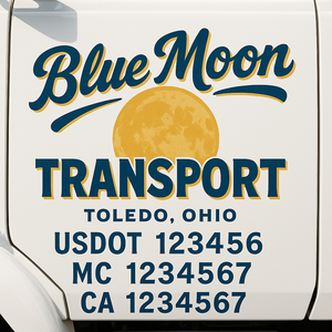 Truck Door Decal Sticker Lettering With USDOT, MC, CA, KYU, GVW & More | Custom Truck Door Decal Sticker Signs (Set of 2)