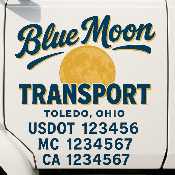 Truck Door Decal Sticker Lettering With USDOT, MC, CA, KYU, GVW & More | Custom Truck Door Decal Sticker Signs (Set of 2)