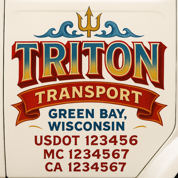 Truck Door Decal Sticker Lettering With USDOT, MC, CA, KYU, GVW & More | Custom Truck Door Decal Sticker Signs (Set of 2)