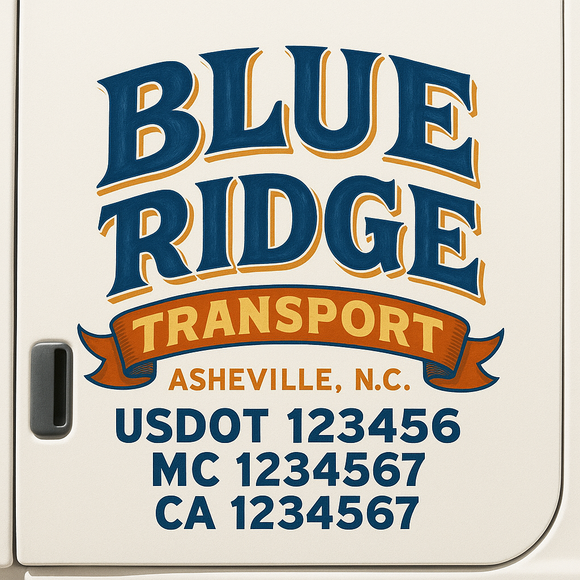 Truck Door Decal Sticker Lettering With USDOT, MC, CA, KYU, GVW & More | Custom Truck Door Decal Sticker Signs (Set of 2)