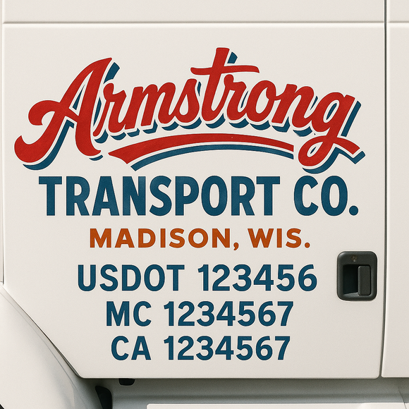 Truck Door Decal Sticker Lettering With USDOT, MC, CA, KYU, GVW & More | Custom Truck Door Decal Sticker Signs (Set of 2)