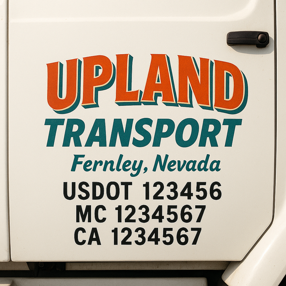 Truck Door Decal Sticker Lettering With USDOT, MC, CA, KYU, GVW & More | Custom Truck Door Decal Sticker Signs (Set of 2)