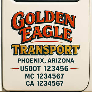 Truck Door Decal Sticker Lettering With USDOT, MC, CA, KYU, GVW & More | Custom Truck Door Decal Sticker Signs (Set of 2)