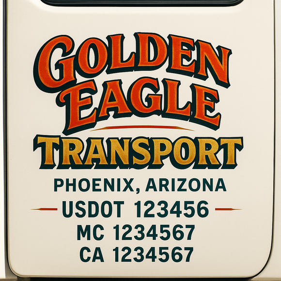 Truck Door Decal Sticker Lettering With USDOT, MC, CA, KYU, GVW & More | Custom Truck Door Decal Sticker Signs (Set of 2)