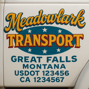 Truck Door Decal Sticker Lettering With USDOT, MC, CA, KYU, GVW & More | Custom Truck Door Decal Sticker Signs (Set of 2)