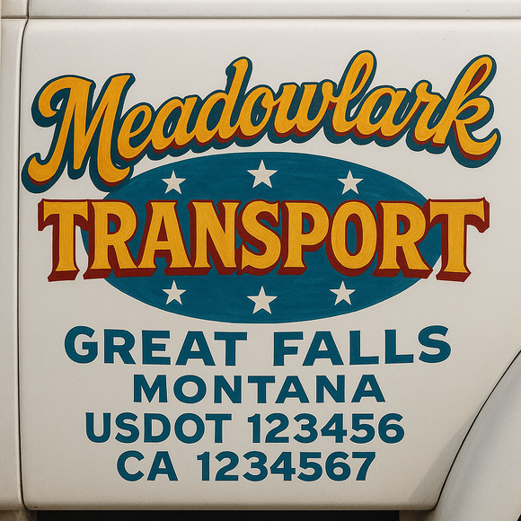Truck Door Decal Sticker Lettering With USDOT, MC, CA, KYU, GVW & More | Custom Truck Door Decal Sticker Signs (Set of 2)