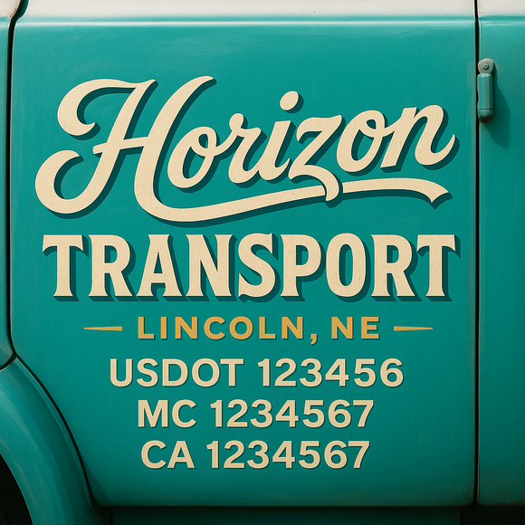 Truck Door Decal Sticker Lettering With USDOT, MC, CA, KYU, GVW & More | Custom Truck Door Decal Sticker Signs (Set of 2)