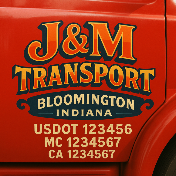 Truck Door Decal Sticker Lettering With USDOT, MC, CA, KYU, GVW & More | Custom Truck Door Decal Sticker Signs (Set of 2)