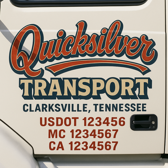 Truck Door Decal Sticker Lettering With USDOT, MC, CA, KYU, GVW & More | Custom Truck Door Decal Sticker Signs (Set of 2)