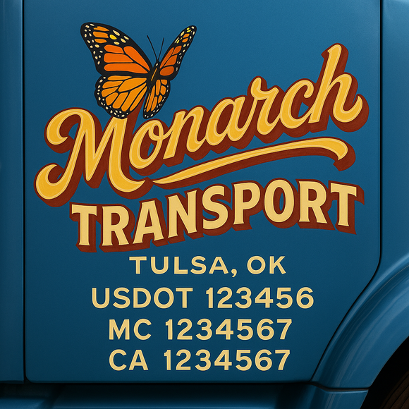Truck Door Decal Sticker Lettering With USDOT, MC, CA, KYU, GVW & More | Custom Truck Door Decal Sticker Signs (Set of 2)