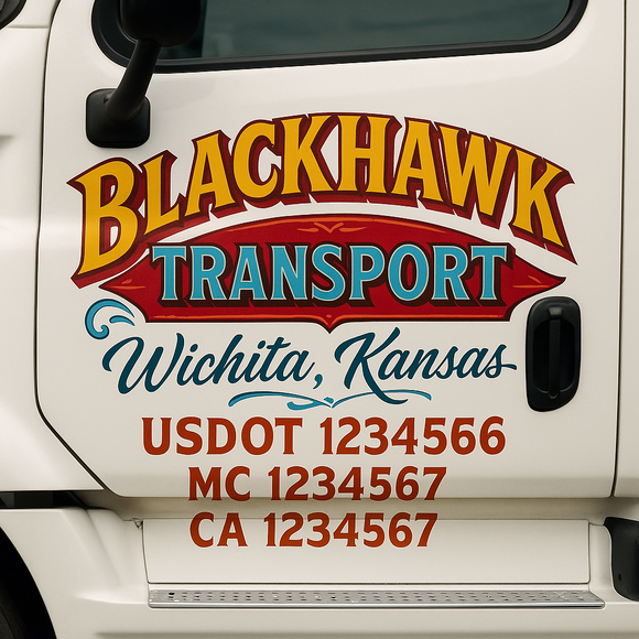 Truck Door Decal Sticker Lettering With USDOT, MC, CA, KYU, GVW & More | Custom Truck Door Decal Sticker Signs (Set of 2)
