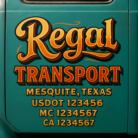 Truck Door Decal Sticker Lettering With USDOT, MC, CA, KYU, GVW & More | Custom Truck Door Decal Sticker Signs (Set of 2)