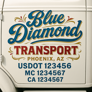 Truck Door Decal Sticker Lettering With USDOT, MC, CA, KYU, GVW & More | Custom Truck Door Decal Sticker Signs (Set of 2)
