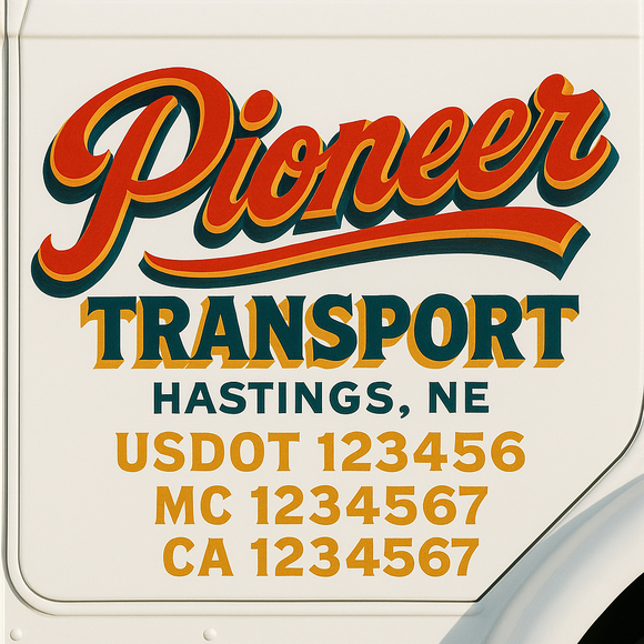 Truck Door Decal Sticker Lettering With USDOT, MC, CA, KYU, GVW & More | Custom Truck Door Decal Sticker Signs (Set of 2)