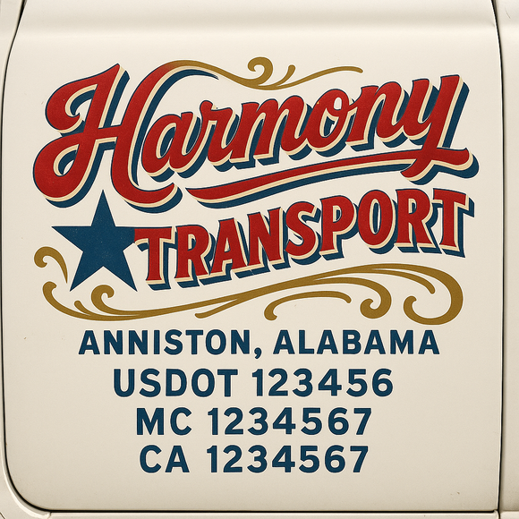 Truck Door Decal Sticker Lettering With USDOT, MC, CA, KYU, GVW & More | Custom Truck Door Decal Sticker Signs (Set of 2)