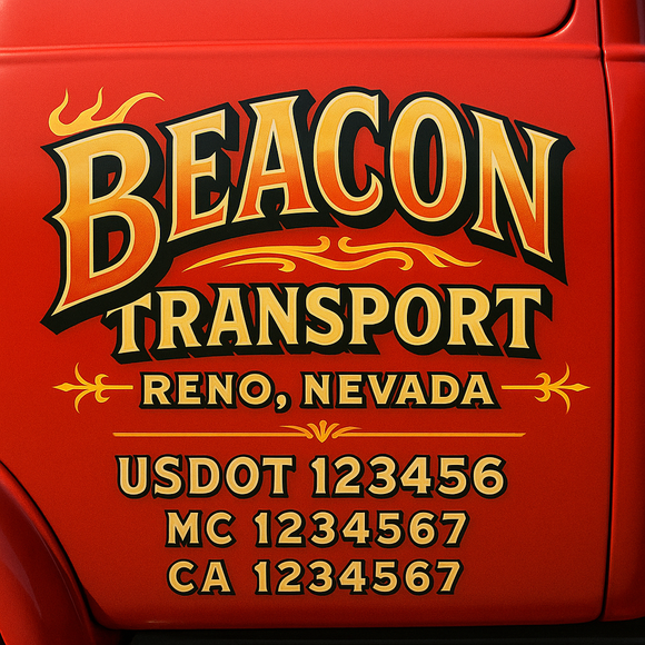 Truck Door Decal Sticker Lettering With USDOT, MC, CA, KYU, GVW & More | Custom Truck Door Decal Sticker Signs (Set of 2)