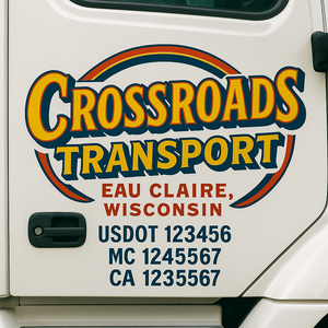 Truck Door Decal Sticker Lettering With USDOT, MC, CA, KYU, GVW & More | Custom Truck Door Decal Sticker Signs (Set of 2)