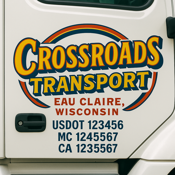 Truck Door Decal Sticker Lettering With USDOT, MC, CA, KYU, GVW & More | Custom Truck Door Decal Sticker Signs (Set of 2)
