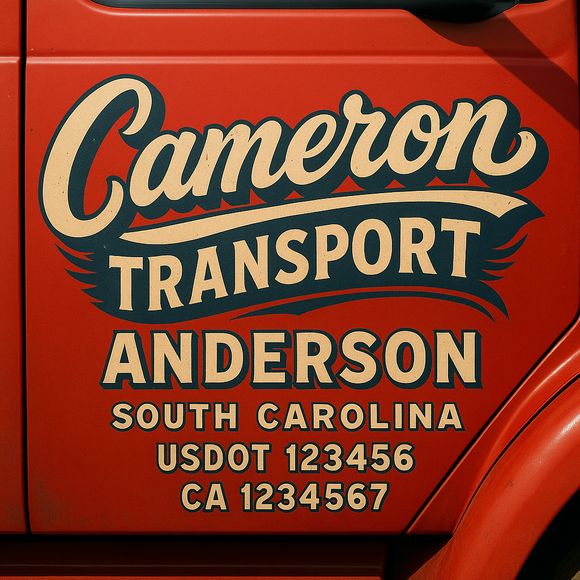 Truck Door Decal Sticker Lettering With USDOT, MC, CA, KYU, GVW & More | Custom Truck Door Decal Sticker Signs (Set of 2)