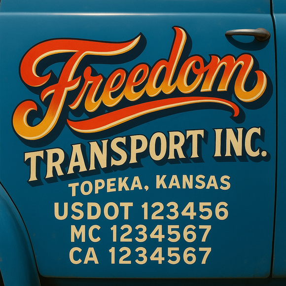 Truck Door Decal Sticker Lettering With USDOT, MC, CA, KYU, GVW & More | Custom Truck Door Decal Sticker Signs (Set of 2)