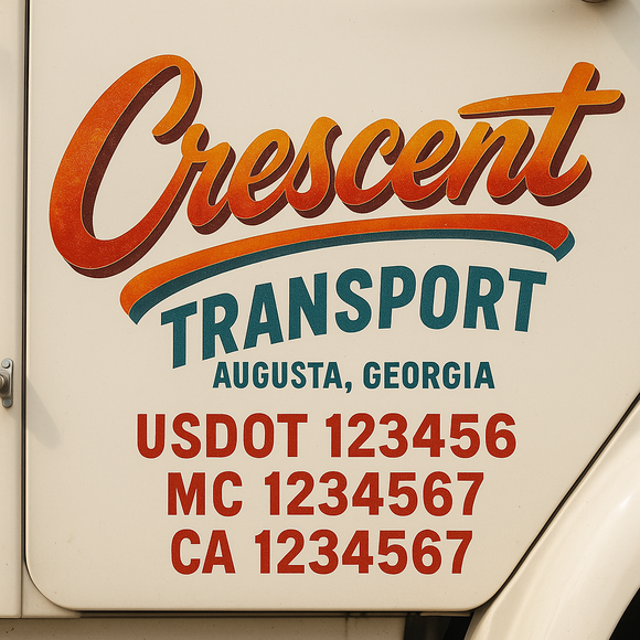 Truck Door Decal Sticker Lettering With USDOT, MC, CA, KYU, GVW & More | Custom Truck Door Decal Sticker Signs (Set of 2)