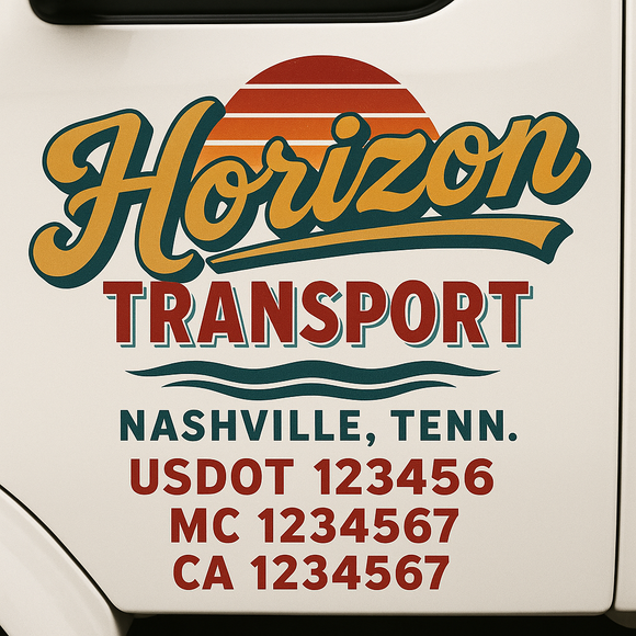 Truck Door Decal Sticker Lettering With USDOT, MC, CA, KYU, GVW & More | Custom Truck Door Decal Sticker Signs (Set of 2)