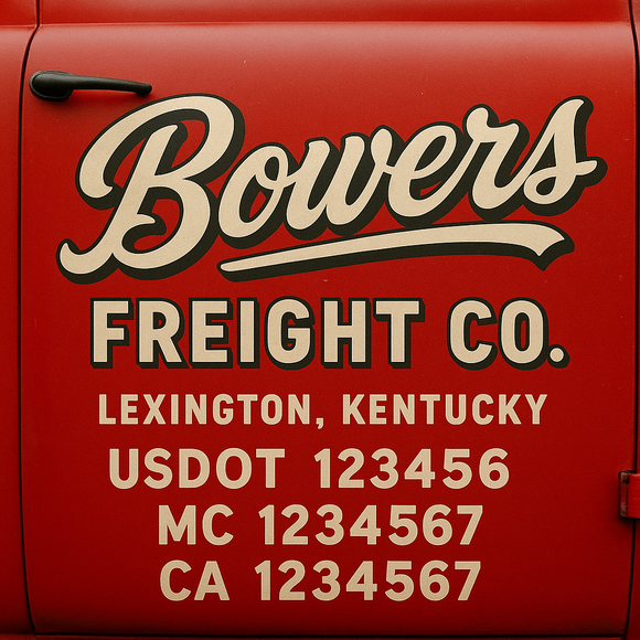 Truck Door Decal Sticker Lettering With USDOT, MC, CA, KYU, GVW & More | Custom Truck Door Decal Sticker Signs (Set of 2)