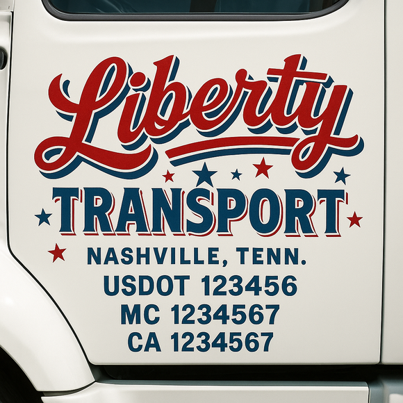 Truck Door Decal Sticker Lettering With USDOT, MC, CA, KYU, GVW & More | Custom Truck Door Decal Sticker Signs (Set of 2)