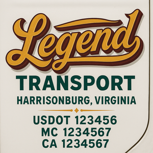 Truck Door Decal Sticker Lettering With USDOT, MC, CA, KYU, GVW & More | Custom Truck Door Decal Sticker Signs (Set of 2)