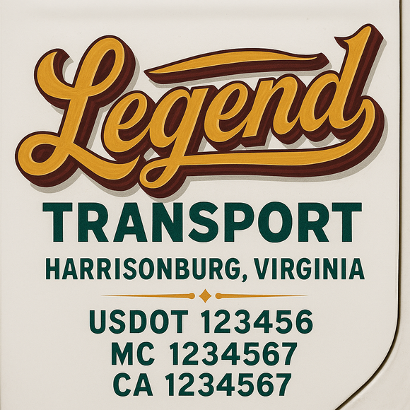 Truck Door Decal Sticker Lettering With USDOT, MC, CA, KYU, GVW & More | Custom Truck Door Decal Sticker Signs (Set of 2)