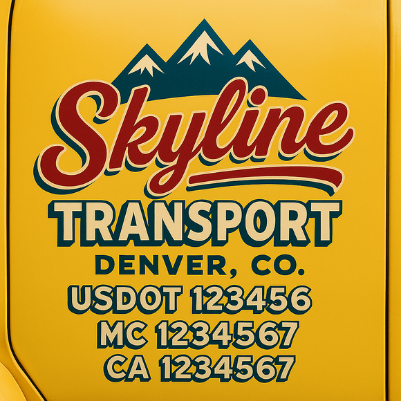 Truck Door Decal Sticker Lettering With USDOT, MC, CA, KYU, GVW & More | Custom Truck Door Decal Sticker Signs (Set of 2)