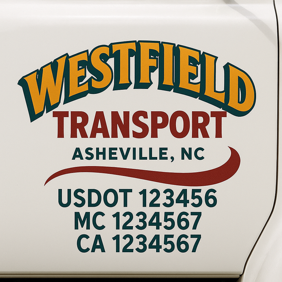 Truck Door Decal Sticker Lettering With USDOT, MC, CA, KYU, GVW & More | Custom Truck Door Decal Sticker Signs (Set of 2)