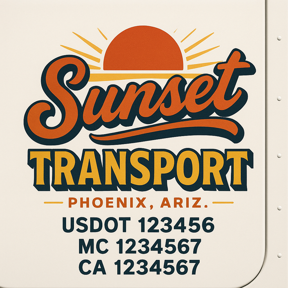 Truck Door Decal Sticker Lettering With USDOT, MC, CA, KYU, GVW & More | Custom Truck Door Decal Sticker Signs (Set of 2)