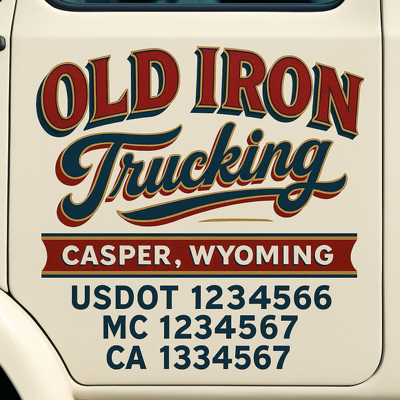 Truck Door Decal Sticker Lettering With USDOT, MC, CA, KYU, GVW & More | Custom Truck Door Decal Sticker Signs (Set of 2)