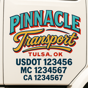 Truck Door Decal Sticker Lettering With USDOT, MC, CA, KYU, GVW & More | Custom Truck Door Decal Sticker Signs (Set of 2)