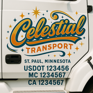 Truck Door Decal Sticker Lettering With USDOT, MC, CA, KYU, GVW & More | Custom Truck Door Decal Sticker Signs (Set of 2)