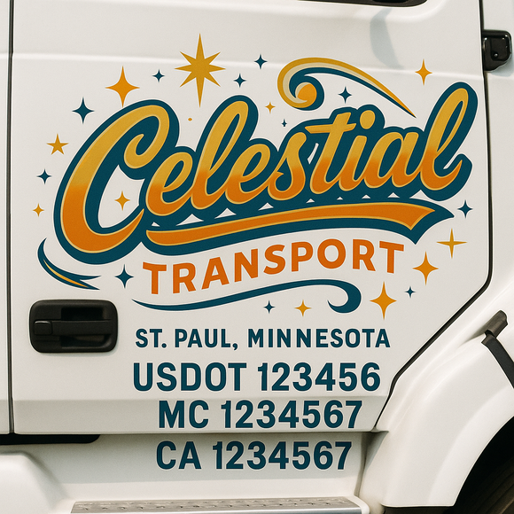 Truck Door Decal Sticker Lettering With USDOT, MC, CA, KYU, GVW & More | Custom Truck Door Decal Sticker Signs (Set of 2)