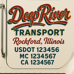 Truck Door Decal Sticker Lettering With USDOT, MC, CA, KYU, GVW & More | Custom Truck Door Decal Sticker Signs (Set of 2)