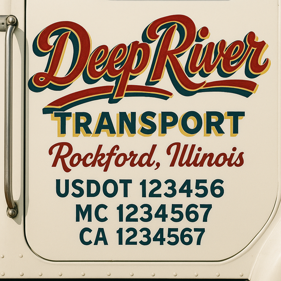 Truck Door Decal Sticker Lettering With USDOT, MC, CA, KYU, GVW & More | Custom Truck Door Decal Sticker Signs (Set of 2)