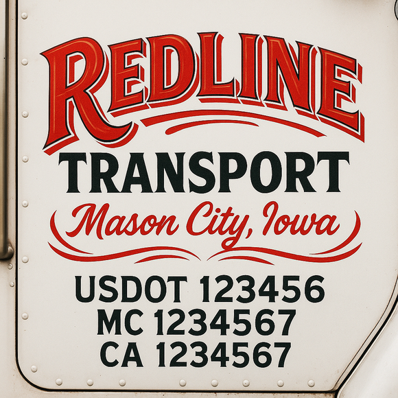 Truck Door Decal Sticker Lettering With USDOT, MC, CA, KYU, GVW & More | Custom Truck Door Decal Sticker Signs (Set of 2)