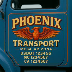 Truck Door Decal Sticker Lettering With USDOT, MC, CA, KYU, GVW & More | Custom Truck Door Decal Sticker Signs (Set of 2)
