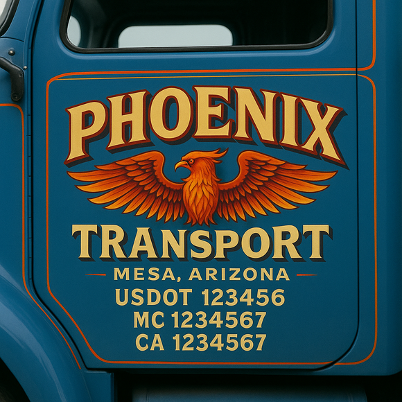 Truck Door Decal Sticker Lettering With USDOT, MC, CA, KYU, GVW & More | Custom Truck Door Decal Sticker Signs (Set of 2)