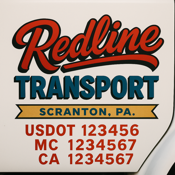 Truck Door Decal Sticker Lettering With USDOT, MC, CA, KYU, GVW & More | Custom Truck Door Decal Sticker Signs (Set of 2)