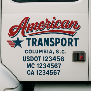 Truck Door Decal Sticker Lettering With USDOT, MC, CA, KYU, GVW & More | Custom Truck Door Decal Sticker Signs (Set of 2)