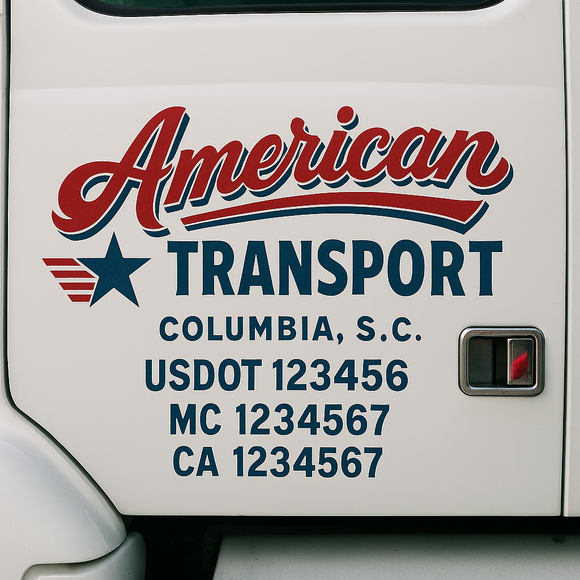 Truck Door Decal Sticker Lettering With USDOT, MC, CA, KYU, GVW & More | Custom Truck Door Decal Sticker Signs (Set of 2)