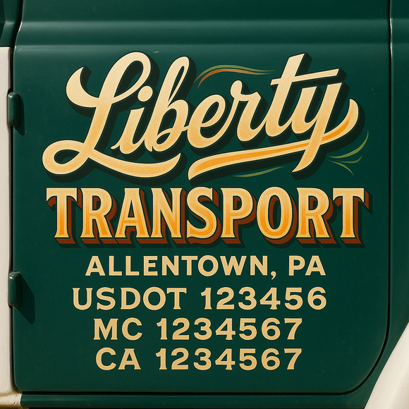 Truck Door Decal Sticker Lettering With USDOT, MC, CA, KYU, GVW & More | Custom Truck Door Decal Sticker Signs (Set of 2)